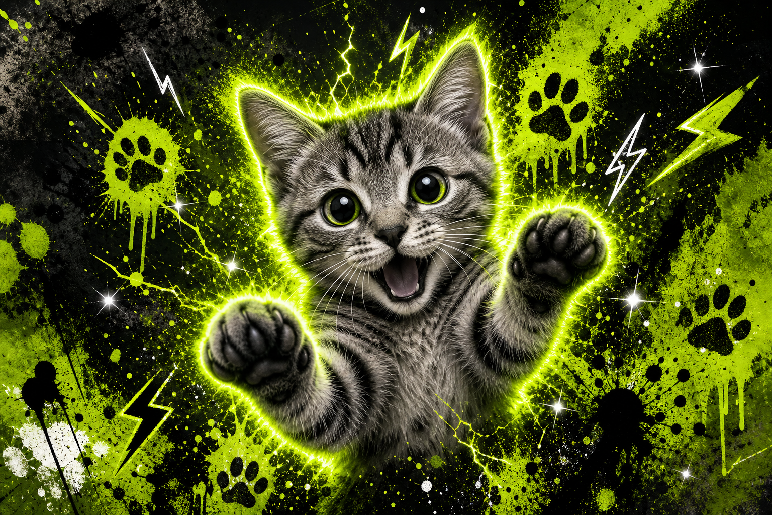 Milly in neon street-art glow