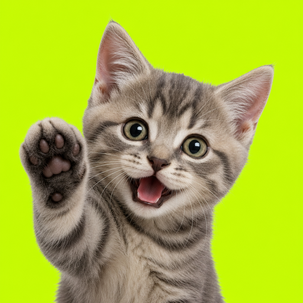 Milly waving with a paw